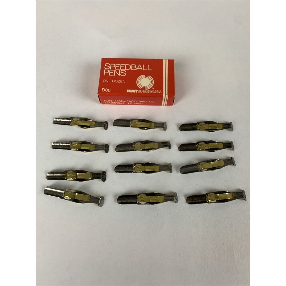 Vintage HUNT SPEEDBALL PENS D-00 Oval Easy To Use Calligraphy Pen Nibs (12)